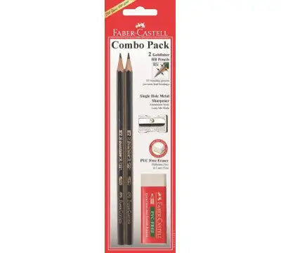 Faber-Castell 2HB Pencils + Metal Sharpener And Larger Eraser Combo Pack - AC211681