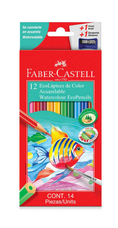 Faber-Castell Aquarelle Full Length Colouring Pencil Box Of 12