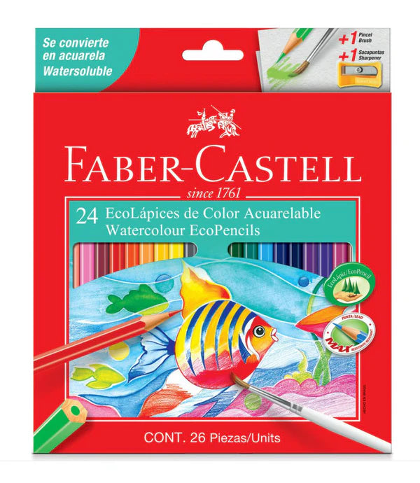 Faber-Castell Aquarelle Full Length Colouring Pencil Box Of 12