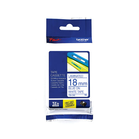 Brother TZe-243 Labelling Tape 18mm Blue On White Tape - BRTZ243