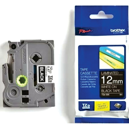 Brother TZe-335 Labelling Tape 12mm White On Black Tape - BRTZ335