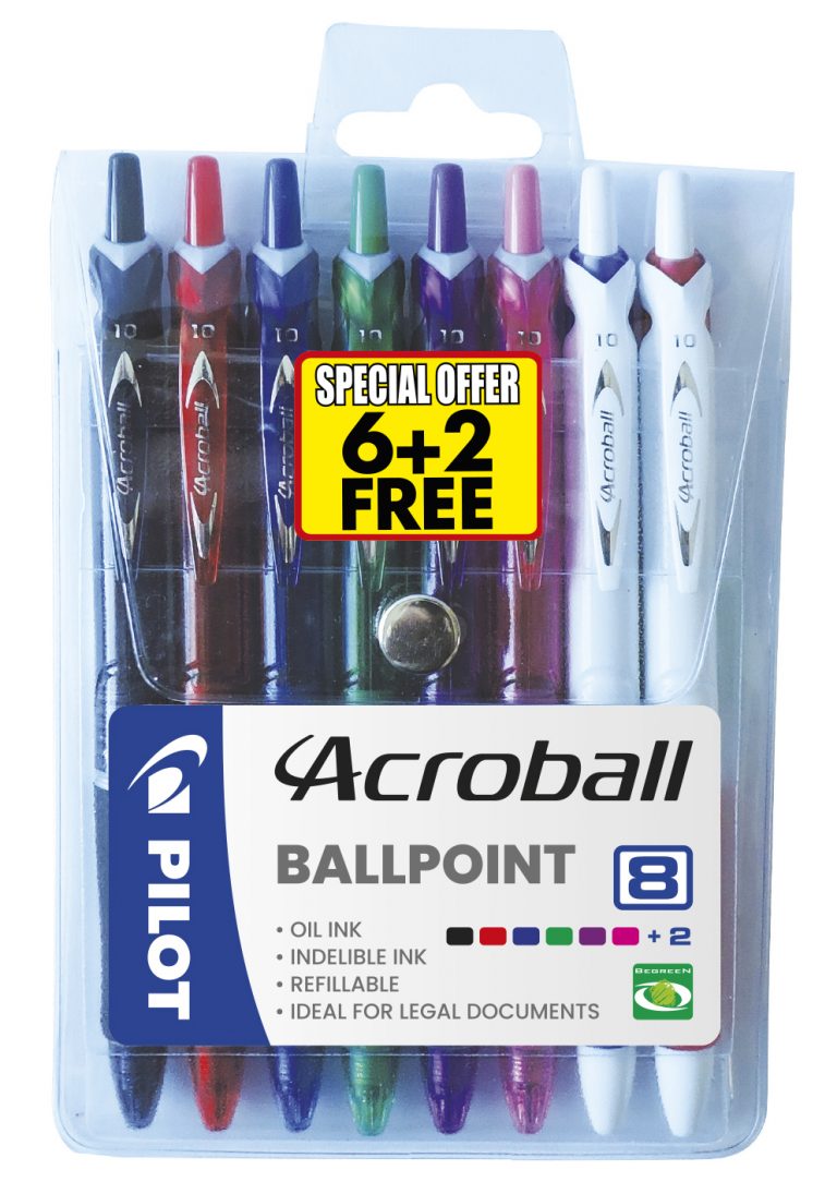 Pilot Acroball 1.0 Wallet of 8 (6+2 Free) - BAB-15M-W8