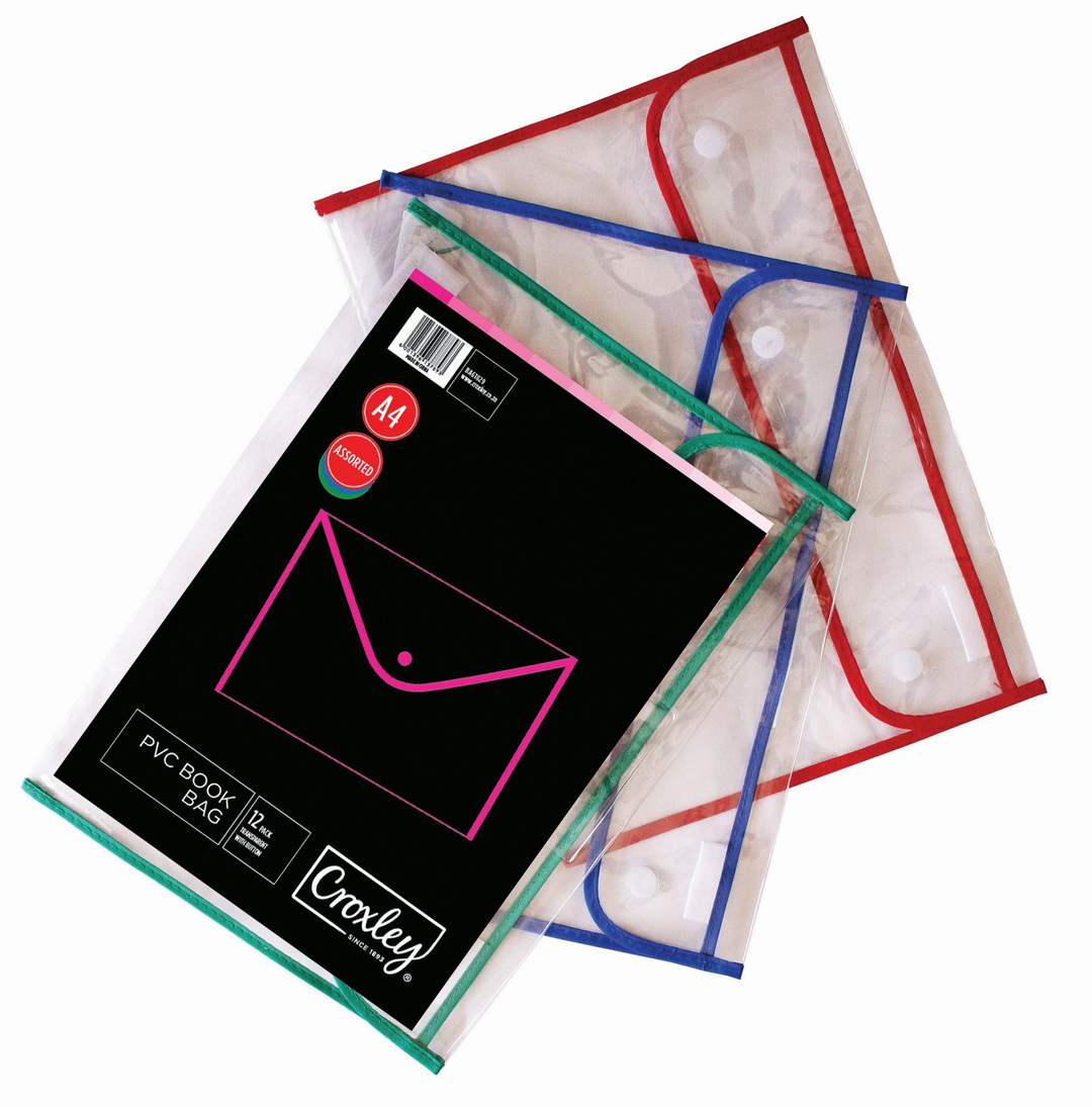 Croxley Book Bag PVC Assorted Colours Pk12 - BAG1829