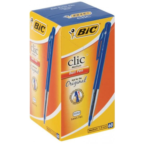 BIC Clic Medium Ballpoint Pens - Blue (Box Of 60)