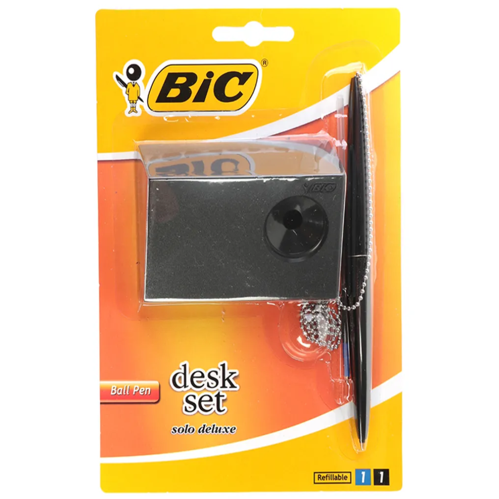 Bic Solo Deluxe Ballpoint Pen Desk Set with Chain - BIC 050