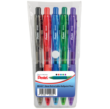 Pentel Ballpoint Pen 1.0mm Assorted BK440 Set of 5 - PTLBAG02