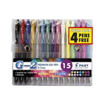 Pilot G2 Wallet of 15 Basic/Metallic/Milky &amp;amp - BL-G2-7-W15-ART