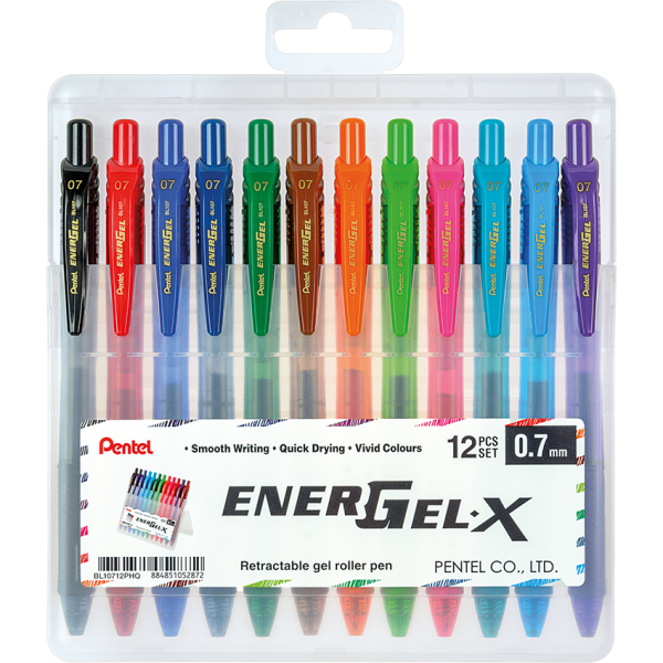 Pentel Energel Retractable Plastic Case Set Of 12 0.7mm - BL10712PHQ