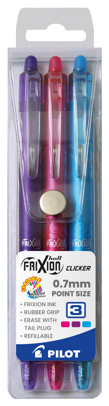 Pilot Frixion Clicker 0.7 Fashion Wallet of 3 - BLRT-FR7-FAS-W3