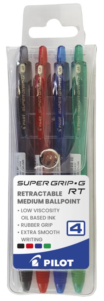 Pilot Super Grip G Retractable Medium Wallet of 4 - BPGG-8R-M-W4
