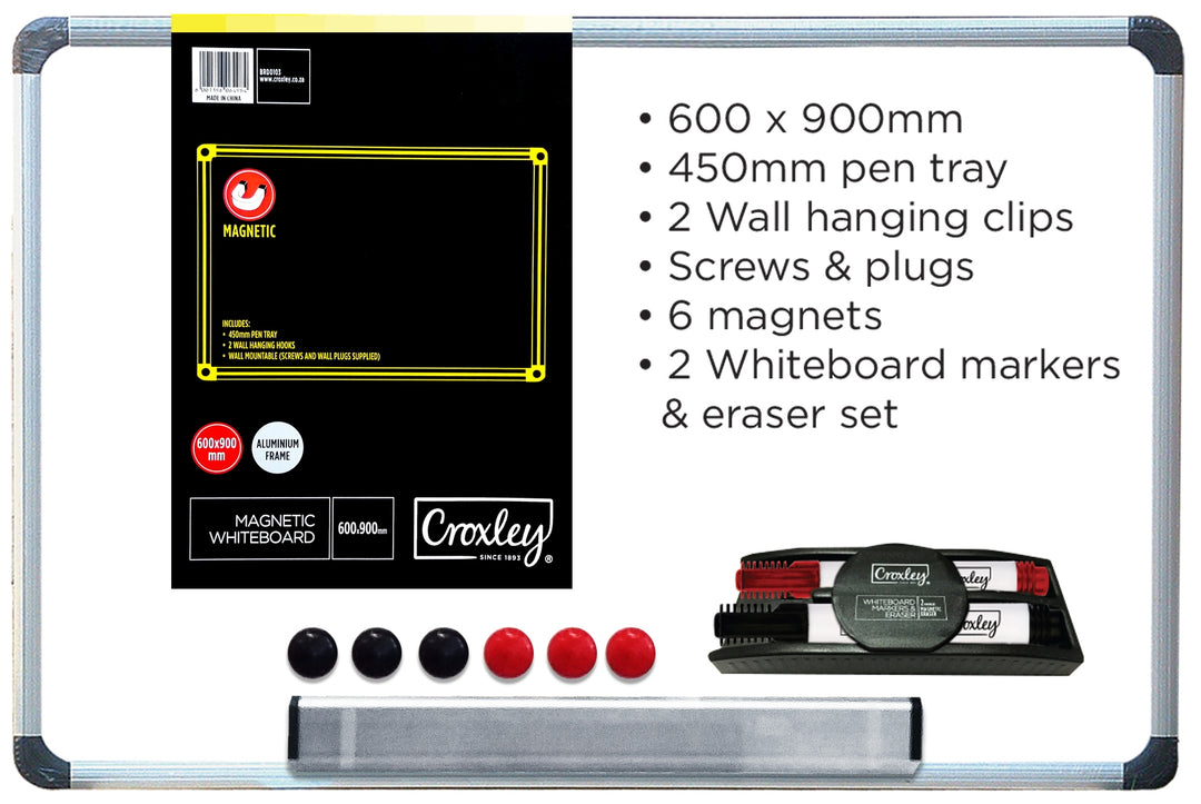 Croxley White Board+Accs 600x900mm Magnetic Each