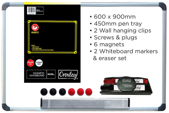 Croxley White Board+Accs 600x900mm Magnetic Each