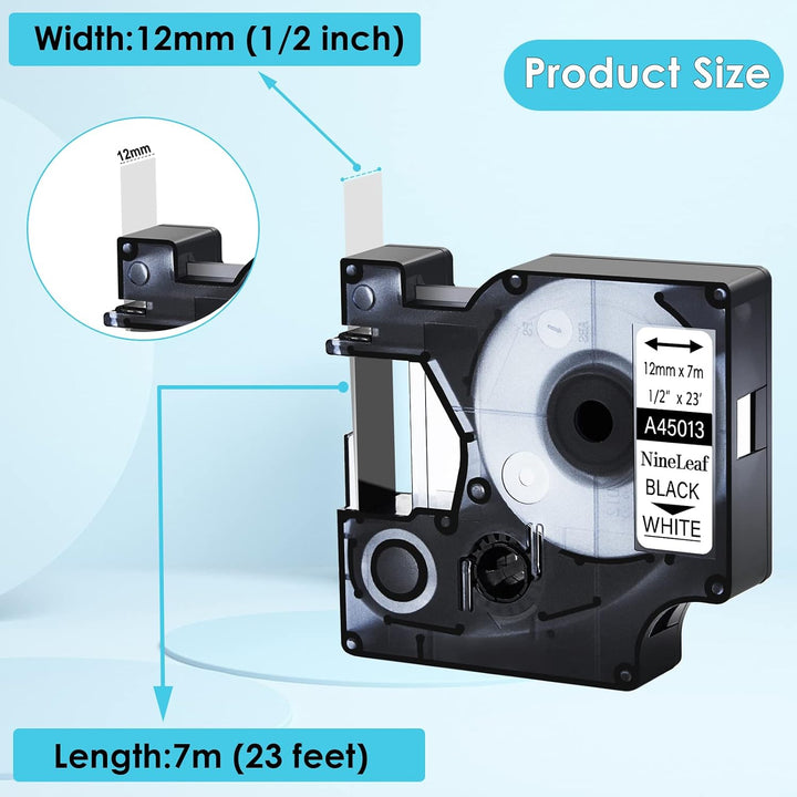 Dymo compatible A45013 12mmx7m Black on white