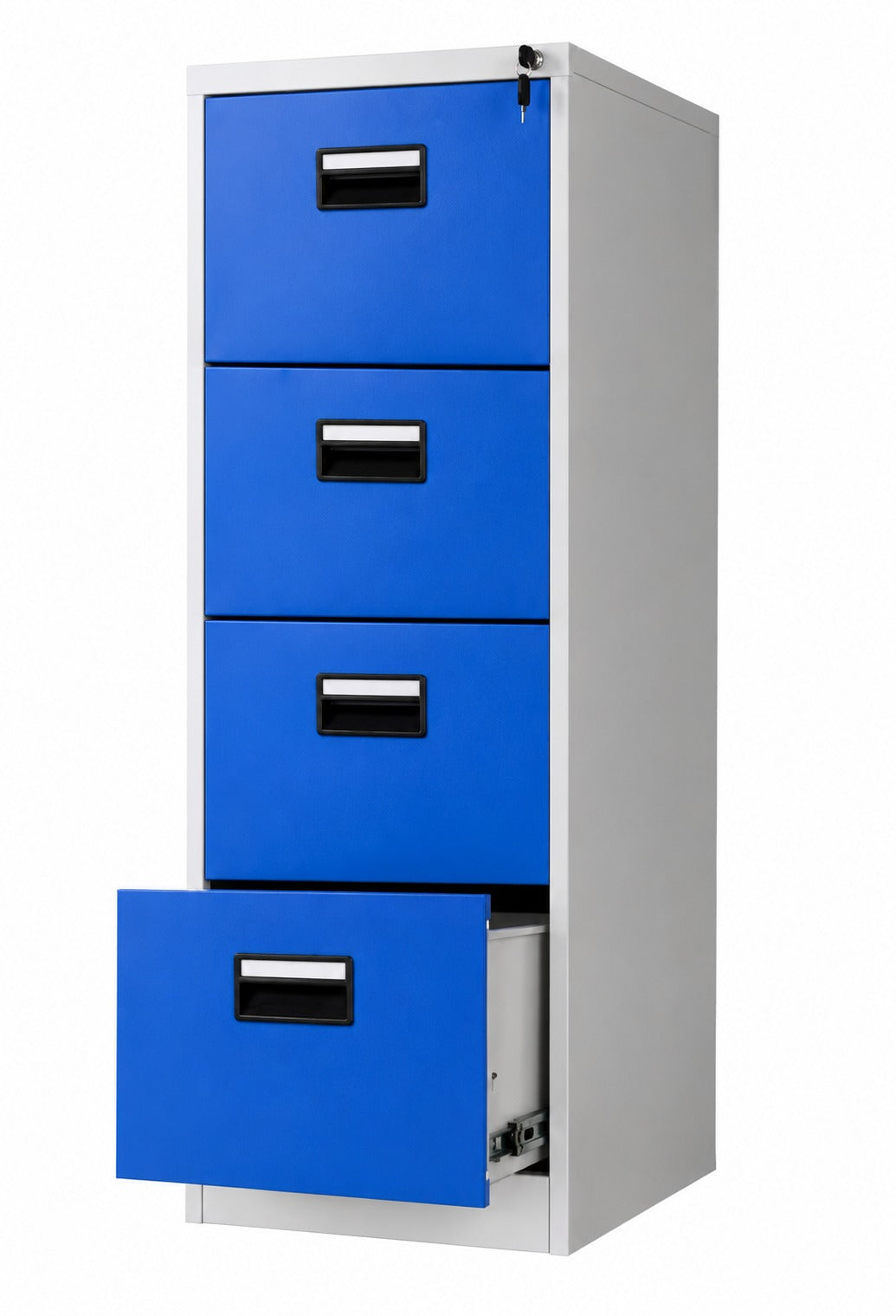 Steel Vertical 4 Drawer Filing Cabinet Cupboard Locker with Black Inner Handle