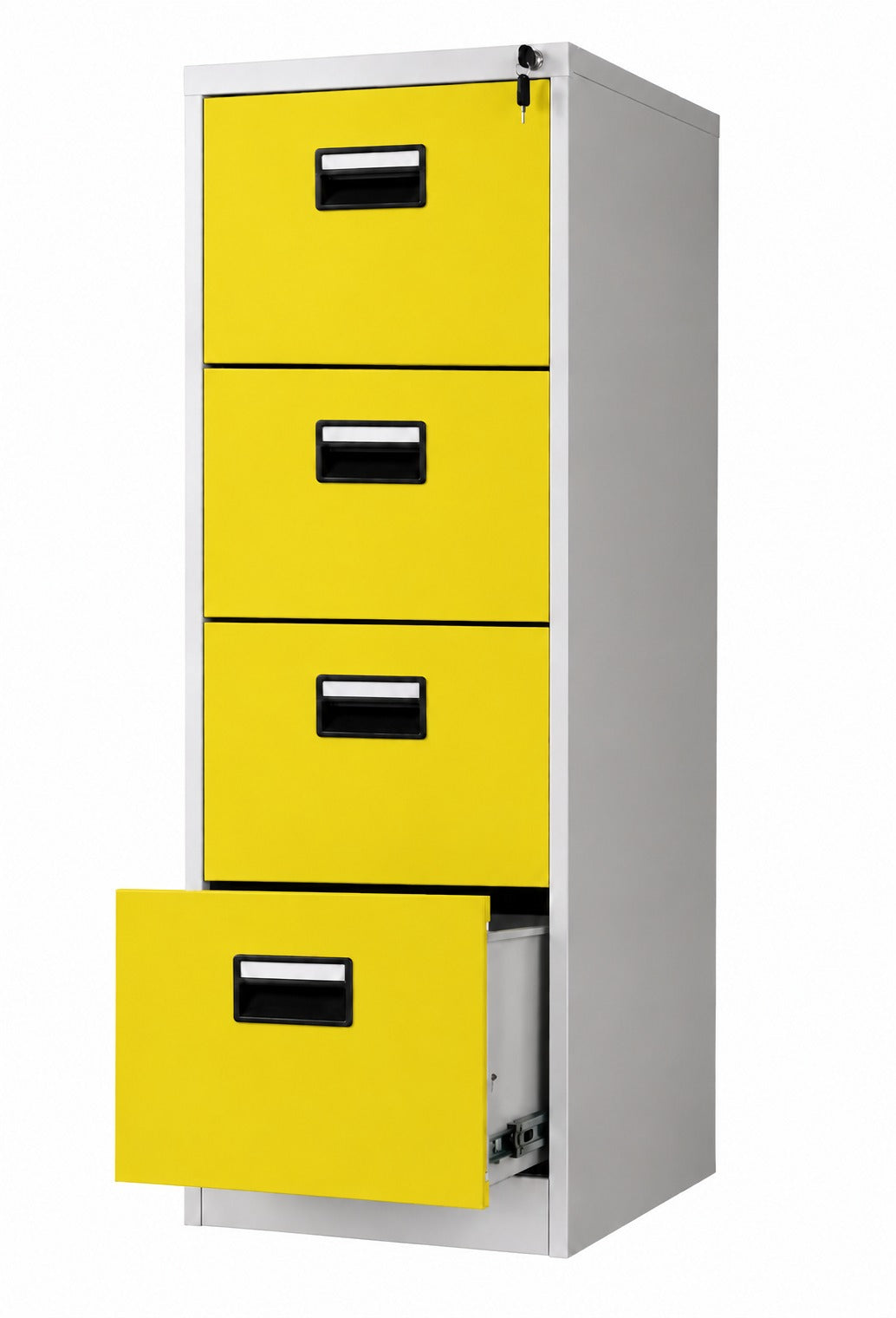 Steel Vertical 4 Drawer Filing Cabinet Cupboard Locker with Black Inner Handle