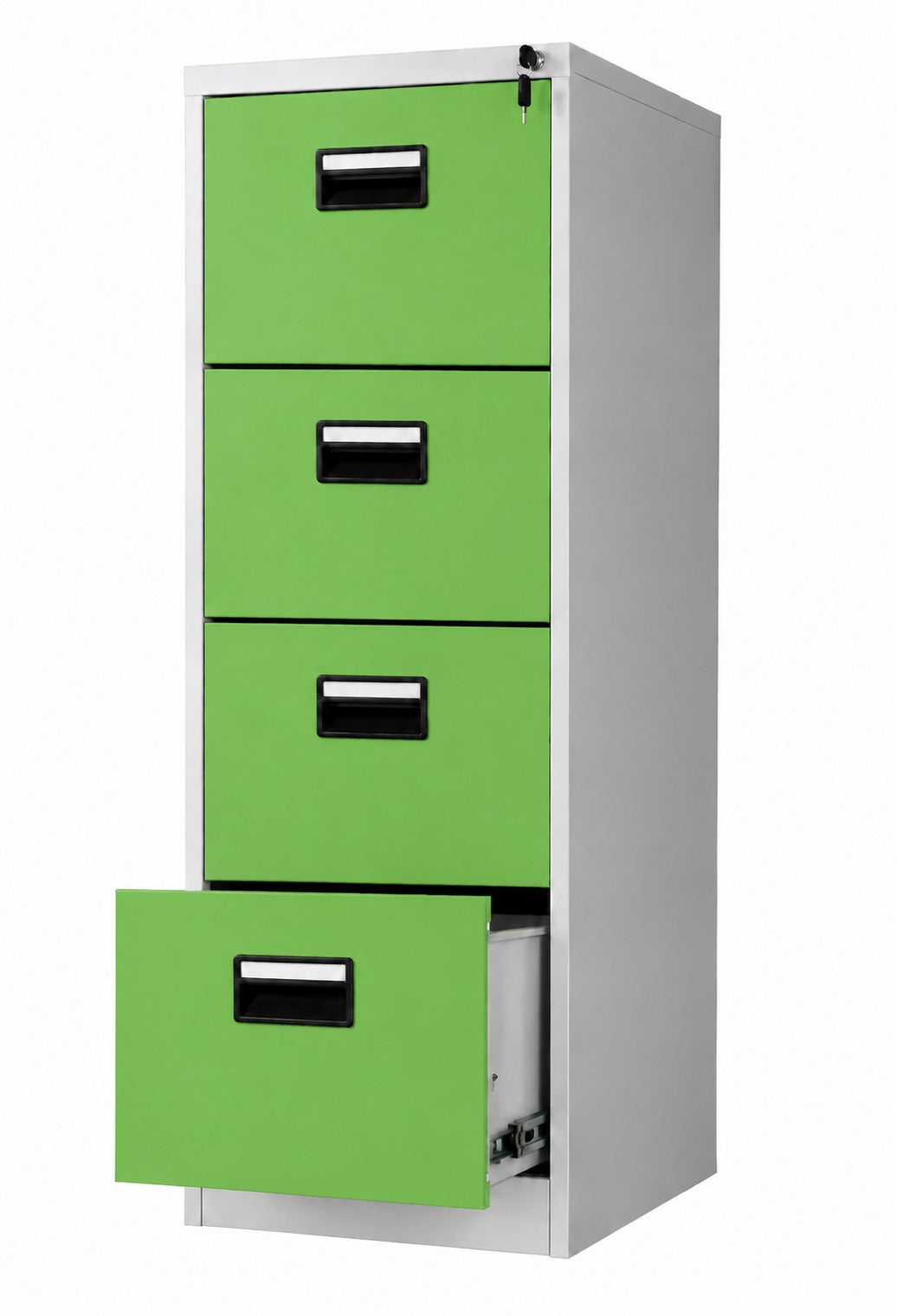 Steel Vertical 4 Drawer Filing Cabinet Cupboard Locker with Black Inner Handle