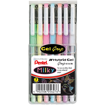 Pentel Hybrid Milky Grip Wallet Of 7 0.8mm - K118-7M