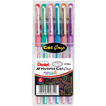 Pentel Hybrid Metallic Grip Wallet Of 6 0.8mm - K118M-6