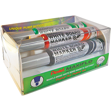 Pentel Maxiflo White Board Duster Set 4 Colours Black,Red, Blue, Green - MWL5M4MS