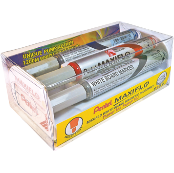 Pentel Maxiflo Magnetic Whiteboard Duster Set 4 Colours Black, Red, Blue, Green - MWL5S4MS