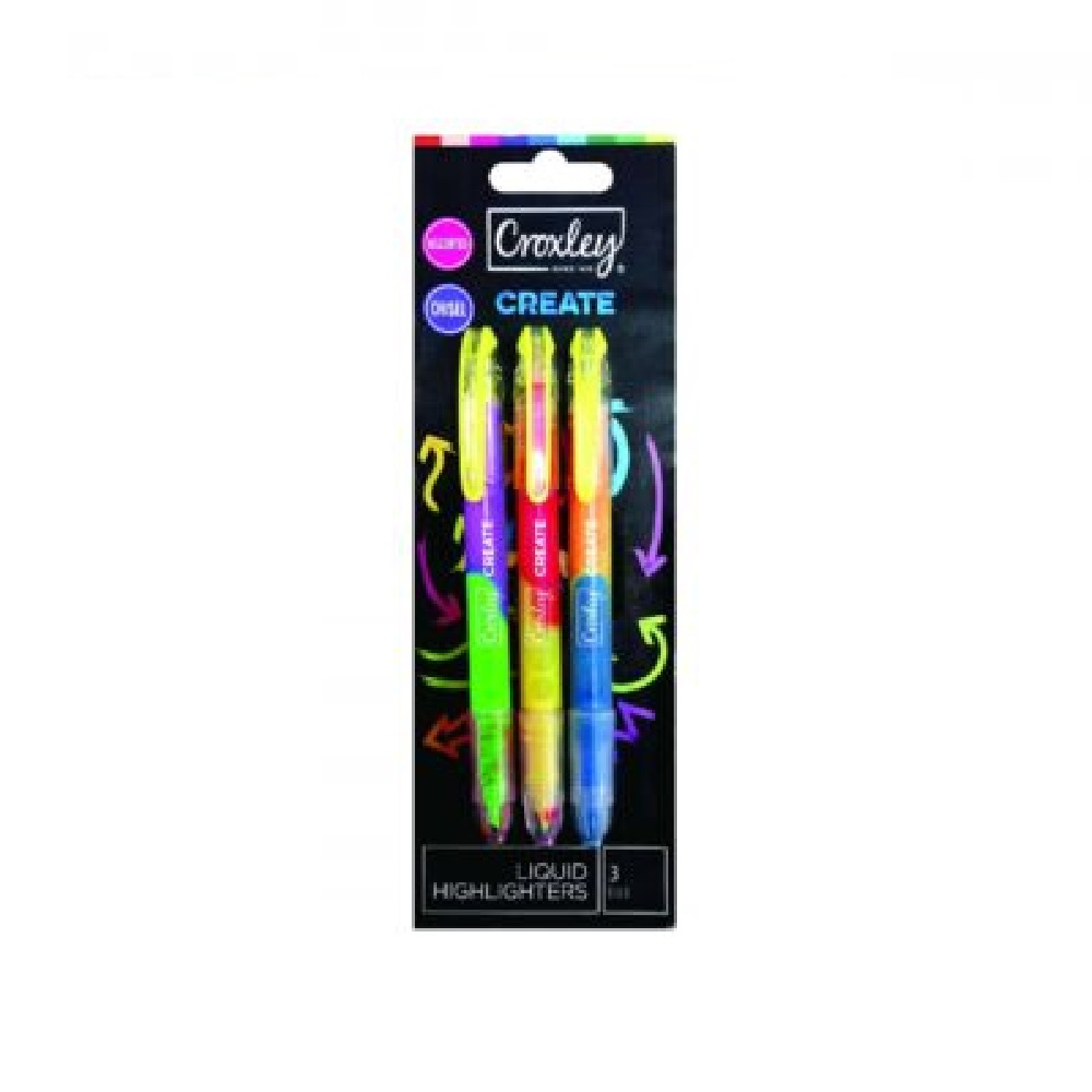 Croxley Create Liquid Highlighters Carded Card Of 3 /4 / 6