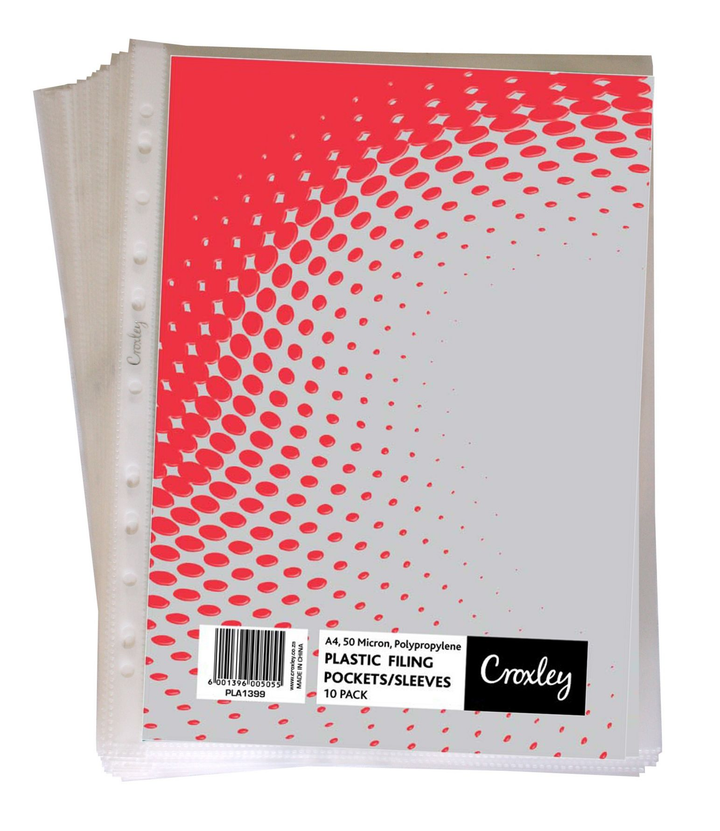 Croxley A4 Filing Pocket 100Pk - 50 Mic / 10Pk - 50 Mic