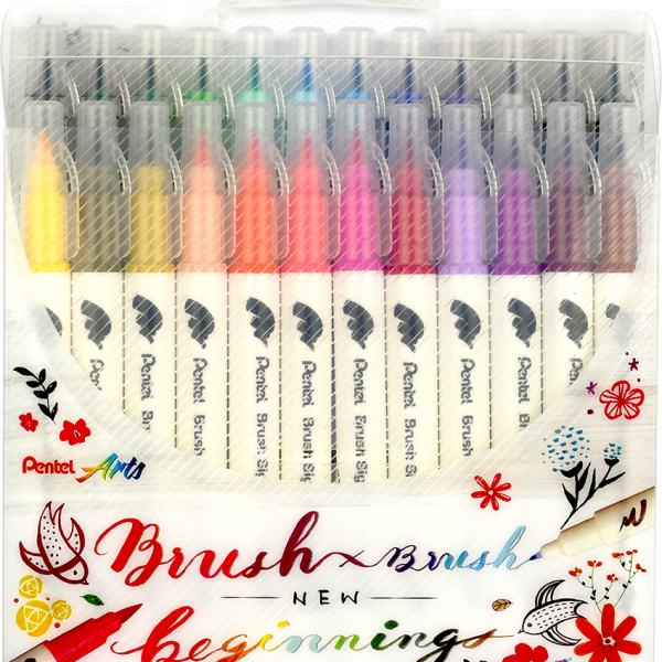 Pentel Brush Sign Pen Twin 12 Colours Set