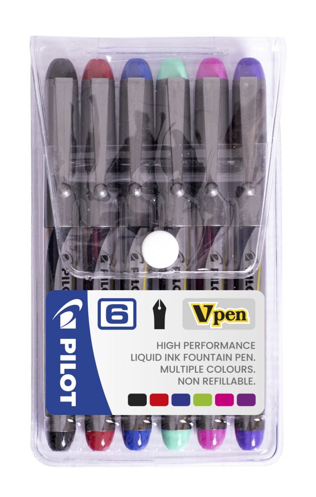 Pilot V Pen Disposable Fountain Pen Wallet of 6 - SVP-4M-6W