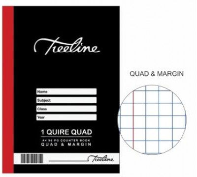 TreeLine A4 Counter Book 1 Quire Quad And Margin – 96 Page - 1022