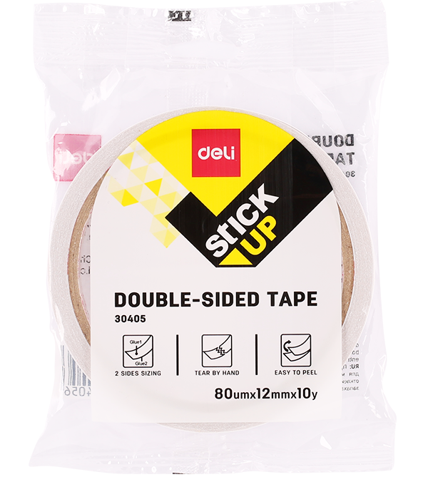 Deli Stick Up 80um x 12mm x 9.14m Double-Sided Tape - White
