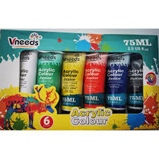 Vneeds Acrylic Colour 75ml Box Of 6 - V0519