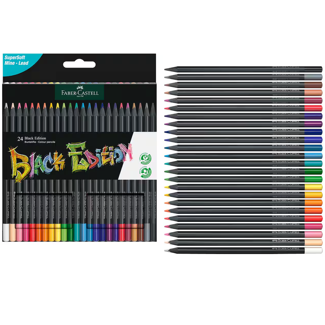 Faber-Castell Black Edition Colour Pencils Cardboard Box Of 24 - A116424