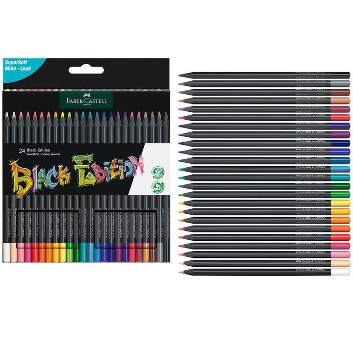 Faber-Castell Black Edition Colour Pencils Cardboard Box Of 24 - A116424