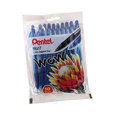 Pentel WOW Retractable B/Point Blue Pen 0.7mm Pouch of 10 - PTLK417CX10