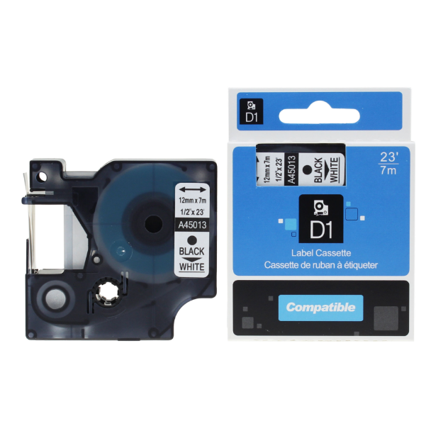 Dymo compatible A45013 12mmx7m Black on white