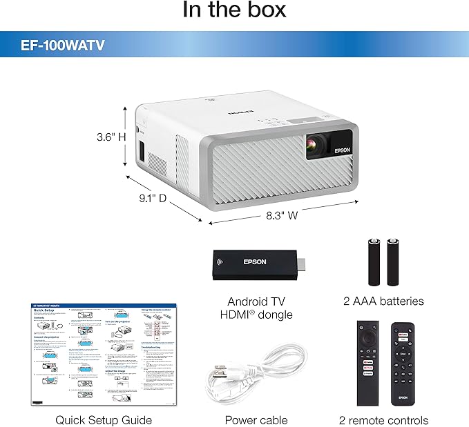 EF-100 Mini-Laser Streaming Projector with Android TV - White