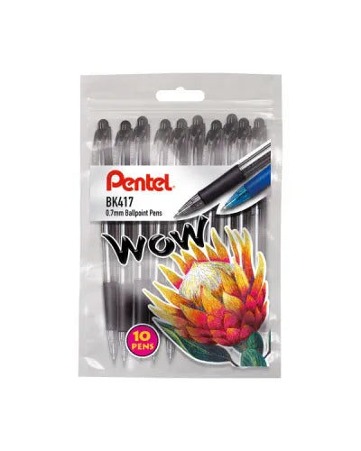 Pentel Wow Ballpoint Pen Retractable 0.7mm (10 Pack)