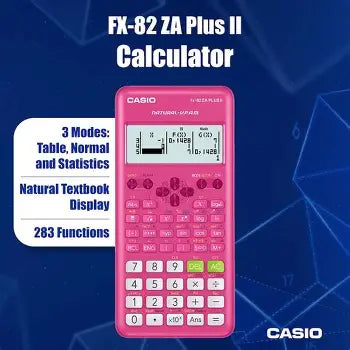 Casio FX-82ZA Plus II Scientific Calculator - fx-82 za plus 2- Pink