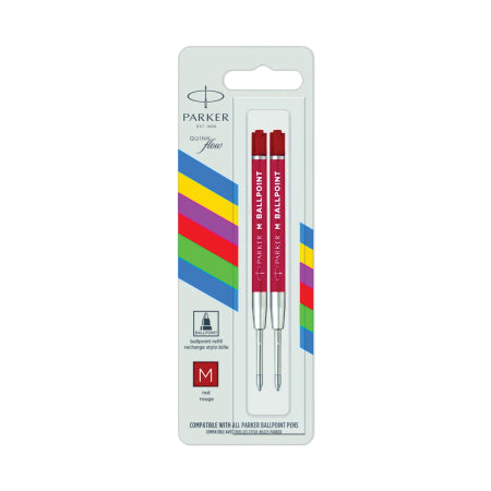 Parker Economy Ball Pen Refill Medium Nib Blister of 2 - Red 1mm