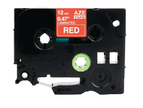 Brother Compatible Label Cartridge, White On Red, Tape 12mm (8 Meter) - braze435