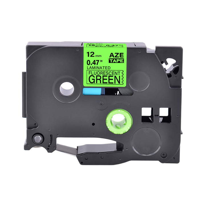 Brother Compatible AZe-D31 Black on Flu Green Tape 12mm x 8m