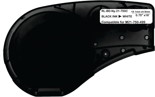 Brady Compatible Label Tape Replacememt for M21-750-499 Cartridge 3/4 inches Nylon Labels Tape,Black on White