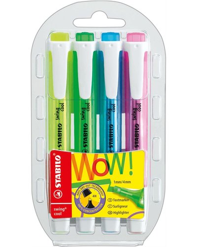 Stabilo Swing Cool Highlighter (Wallet of 4)(Assorted) - HIG 0381