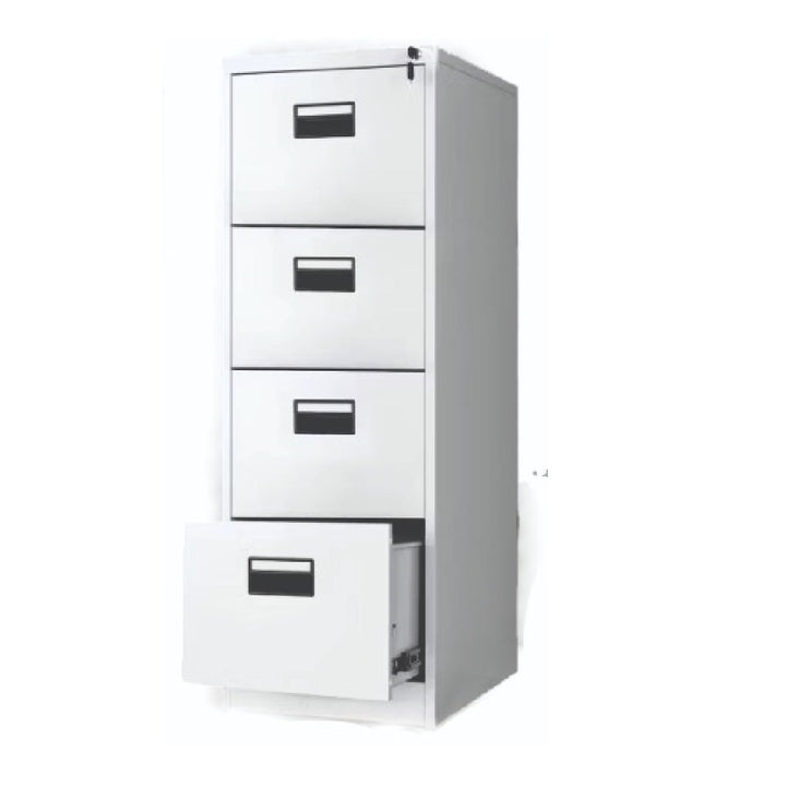 Steel Vertical 4 Drawer Filing Cabinet Cupboard Locker with Black Inner Handle – Light Grey - cab 01