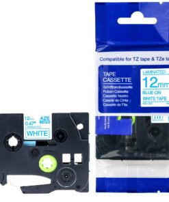 Brother Compatible AZe-233 Blue On White Tape 12mm x 8m