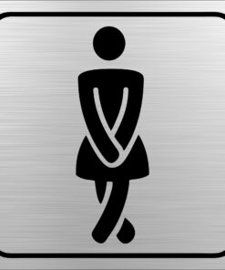 SIGN SYMBOLIC 150*150mm BLACK PRINTED LADIES TOILET SIGN ON BRUSHED ALUMINUM ACP - 0