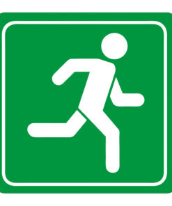 SIGN SYMBOLIC 150*150mm GREEN RUNNING MAN SIGN ON WHITE ACP - SN4113