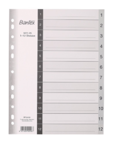 Bantex A4, 1-12 division PP Index - B621100005