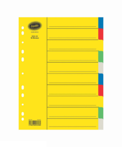 Bantex A4 10 Tab Board Assorted Division Manilla Dividers
