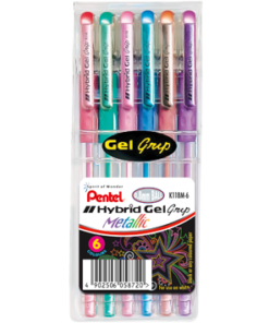 Pentel Hybrid Metallic Grip Wallet Of 6 0.8mm - K118M-6
